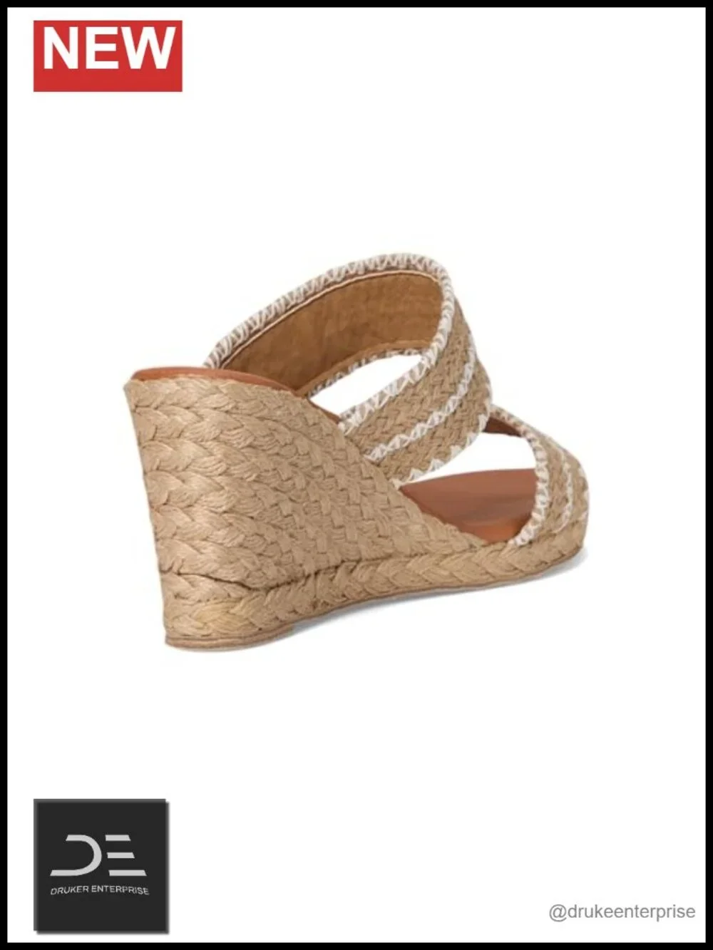 Women's Raffia Wedge Sandal - Breathable Leather Lined Slip-On Espadrille
